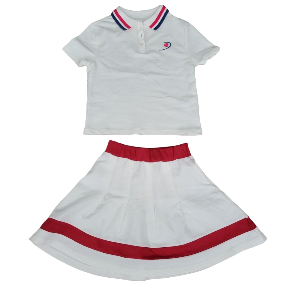 NWT Franki for Girls 2pc Tennis Outfit Size 8 Sporty Polo Style Top + Skirt Set